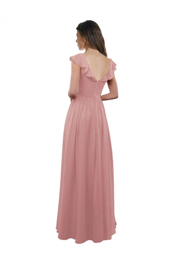 Shop Chiffon A-Line Bridesmaid Dress with V-Neck Wrap Bodice