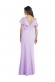 Shop Ruffled Neckline Cold Shoulder Long Chiffon Bridesmaid Dress