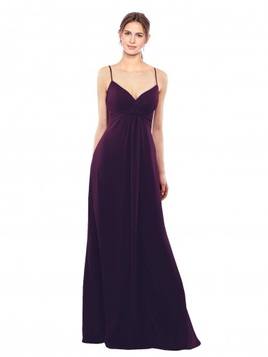 Shop Floor Length A-Line Chiffon Bridesmaid Dress with Criss Cross Back