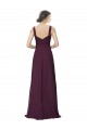 Shop Long Chiffon Bridesmaid Dress with Ruched Criss Cross V-Neck Bodice