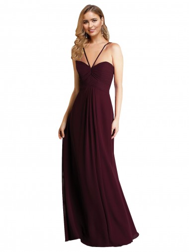 Shop Long Chiffon Bridesmaid Dress with Sweetheart Neckline