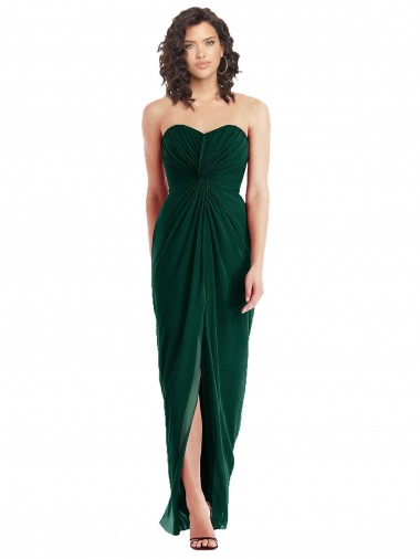 Shop Twist Front Draped Chiffon Bridesmaid Dress with Slit