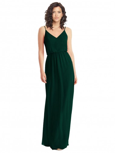 Shop V-Neck Blouson Bodice Chiffon Maxi Bridesmaid Dress