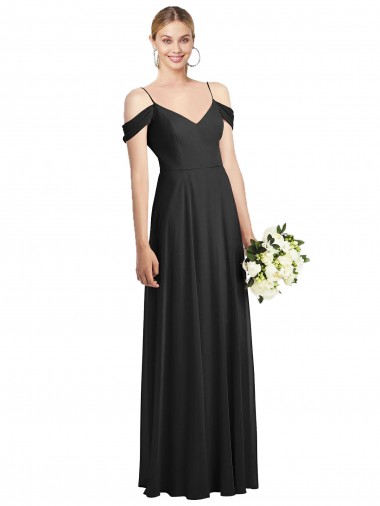 Shop Cold-Shoulder V-Back Chiffon Maxi Bridesmaid Dress