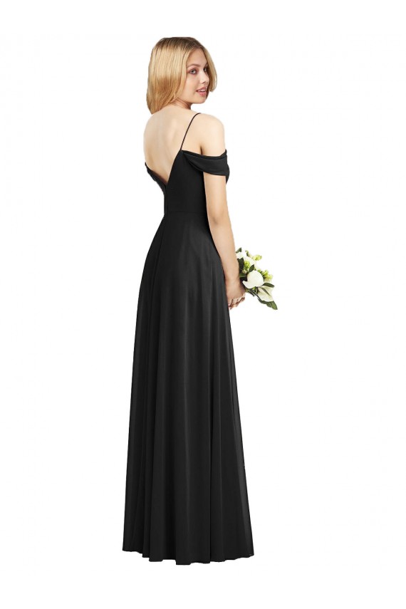 Shop Cold-Shoulder V-Back Chiffon Maxi Bridesmaid Dress