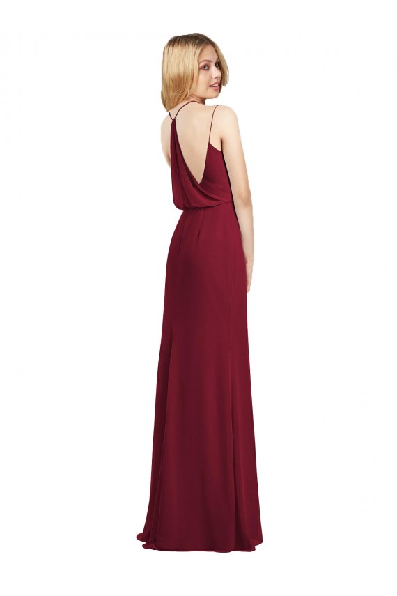 Shop Full Length Draped Blouson Back Chiffon Maxi Bridesmaid Dress