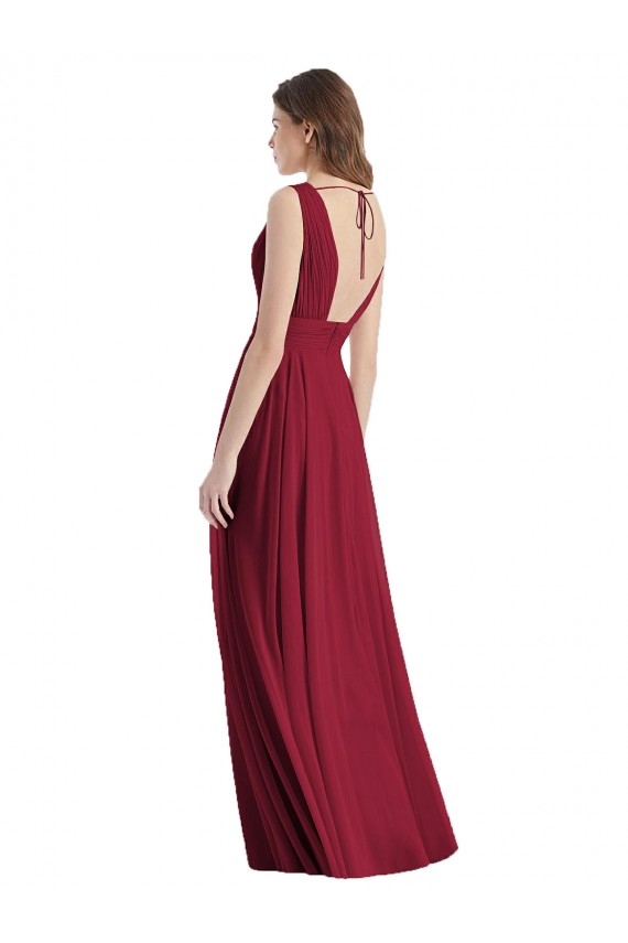 Shop Plunge Deep V-Neckline Low Back Chiffon Bridesmaid Ress