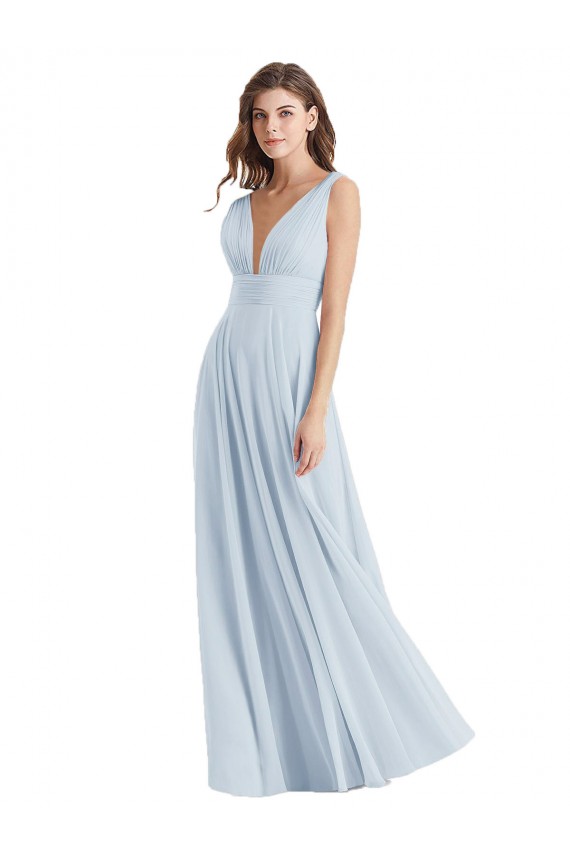 Shop Plunge Deep V-Neckline Low Back Chiffon Bridesmaid Ress