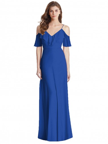 Shop Ruffled Cold-Shoulder Chiffon Maxi Bridesmaid Dress