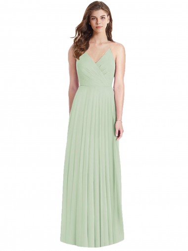 Shop Ruffled Strap Cutout Wrap Maxi Chiffon Bridesmaid Dress