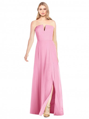 Shop Strapless Notch Chiffon Maxi Bridesmaid Dress