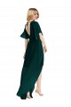 Shop Plunging V Back Flutter Sleeves Cocktail Length Chiffon Bridesmaid Dress