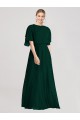 Shop Full-Length Flutter Sleeves Plunging V Back Chiffon Bridesmaid Dress