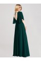 Shop Full-Length Flutter Sleeves Plunging V Back Chiffon Bridesmaid Dress