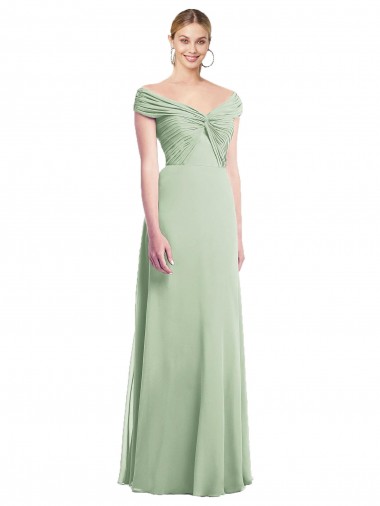 Shop Draped Off the Shoulder Lux Chiffon Bridesmaid Dress