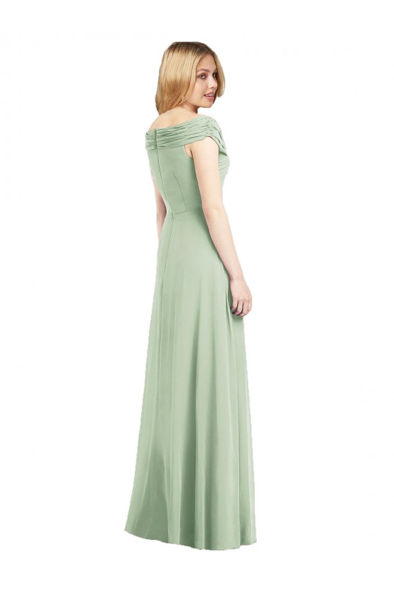 Shop Draped Off the Shoulder Lux Chiffon Bridesmaid Dress