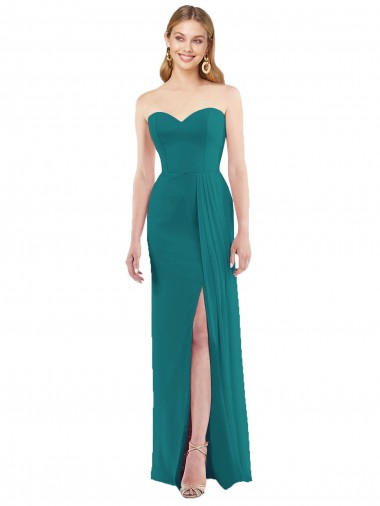 Shop Sweetheart Neckline Lux Chiffon Bridesmaid Dress with Side Slit