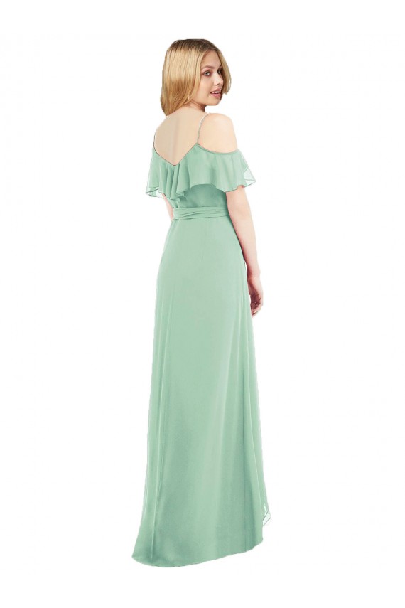 Shop High Low Off the Shoulder Wrap Chiffon Bridesmaid Dress 