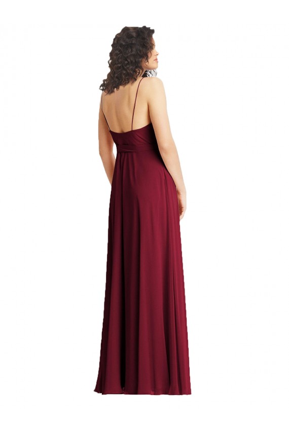 Shop V-Neck Low Back Maxi Formal Wrap Chiffon Bridesmaid Dress