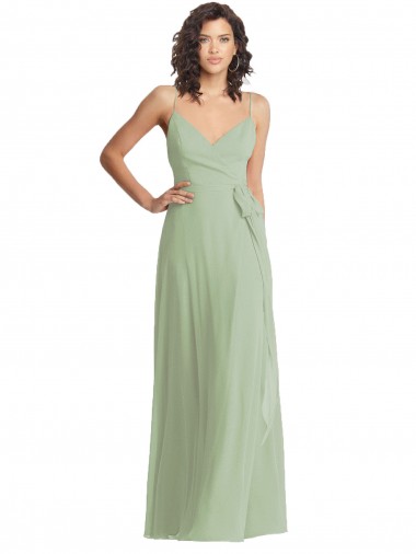 Shop V-Neck Low Back Maxi Formal Wrap Chiffon Bridesmaid Dress