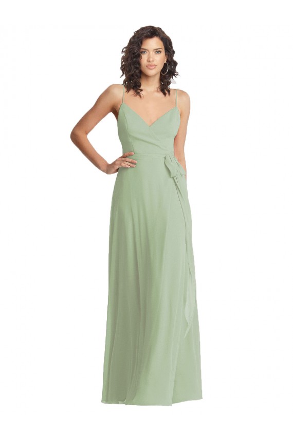 Shop V-Neck Low Back Maxi Formal Wrap Chiffon Bridesmaid Dress