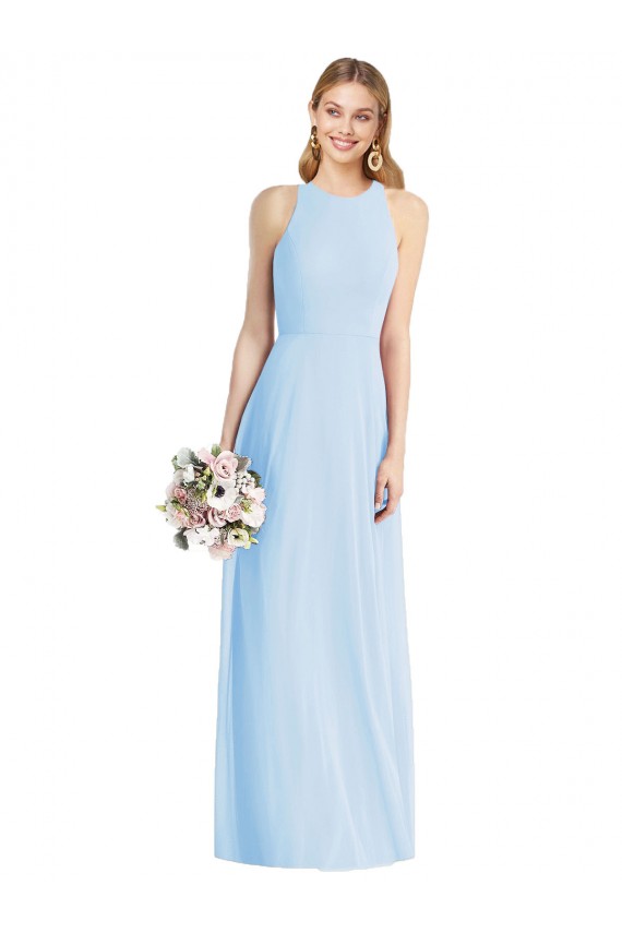 Shop Sleeveless Halter Chiffon Maxi Bridesmaid Dress