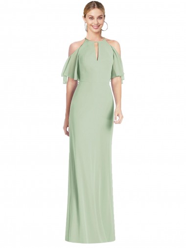 Shop Ruffle Cold-Shoulder Mermaid Chiffon Maxi Bridesmaid Dress