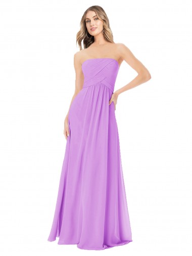 Shop Draped Strapless Floor Length Chiffon Bridesmaid Dress