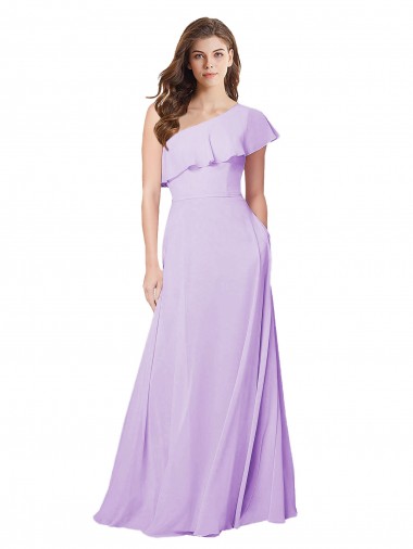 Shop Draped One Shoulder Long Chiffon Bridesmaid Dress 