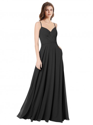 Shop Cowl Back Spaghetti Straps Long Chiffon Bridesmaid Dress 