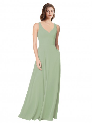 Shop A-Line Open Back Chiffon Bridesmaid Dress with Pockets