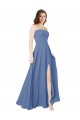 Shop Strapless Long Chiffon Bridesmaid Dress with Front Slit