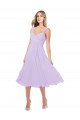 Shop Draped Midi Length Chiffon Cocktail Bridesmaid Dress with Ruched Bodice