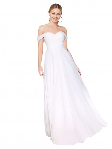 Shop Off the Shoulder Long Full Length Chiffon Bridesmaid Dress / Formal Prom Dress