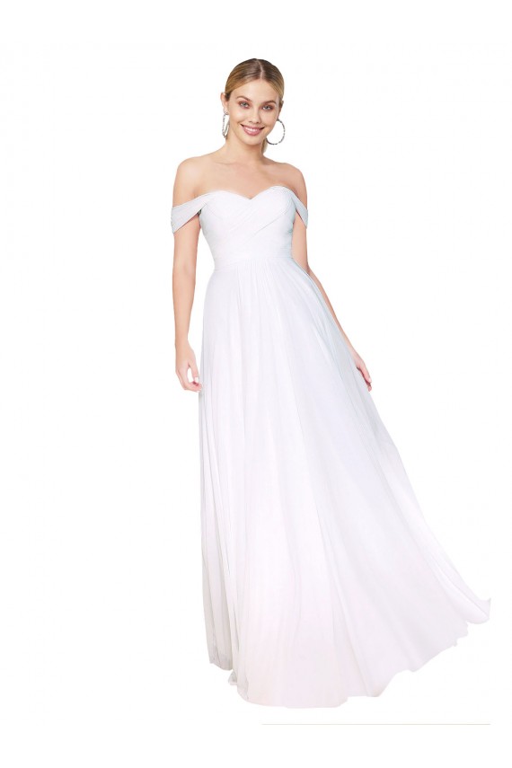 Shop Off the Shoulder Long Full Length Chiffon Bridesmaid Dress / Formal Prom Dress