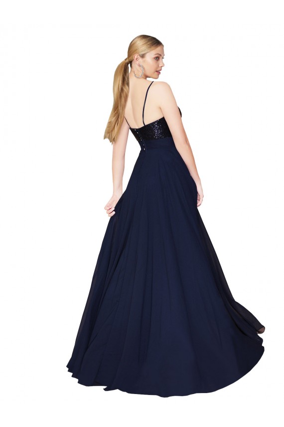 Shop Sweetheart High Neck Sequin Top Long Chiffon Bridesmaid Dress / Prom Dress