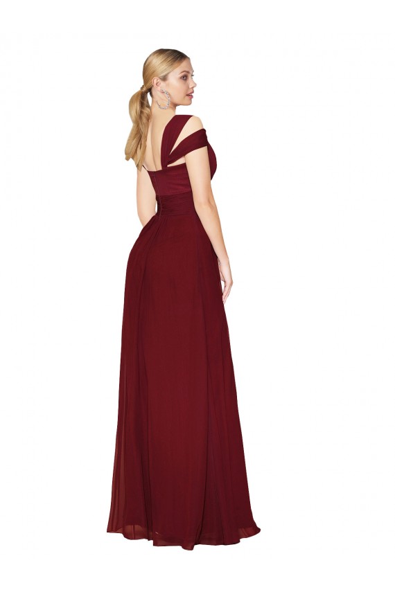 Shop Off the Shoulder Long Chiffon Bridesmaid Dress / Formal Prom Dress with Side Slit