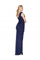 Shop Draped V-Neck Long Chiffon Bridesmaid Dress / Formal Prom Dress with Front Slit