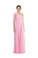 Shop Bow One Shoulder Flounce Sleeve Maxi Bridesmaid Dress