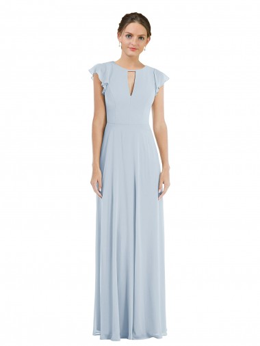 Shop Flutter Sleeve V Keyhole Chiffon Maxi Formal Bridesmaid Dress