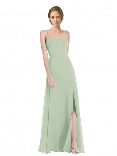 Shop Scoop Neck Tie Strap Maxi Bridesmaid Dress with Front Slit