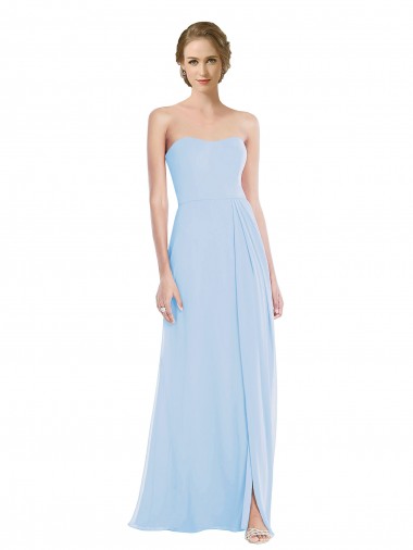 Shop Strapless Sweetheart Maxi Bridesmaid Dress with Pleated Front Slit