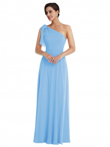 Shop Draped One Shoulder Maxi Bridesmaid Dress with Scarf Bow