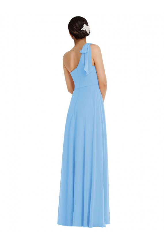 Shop Draped One Shoulder Maxi Bridesmaid Dress with Scarf Bow