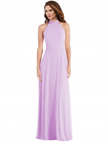 Shop High Neck Halter Backless Maxi Bridesmaid Dress