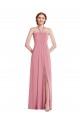 Shop Draped Chiffon Grecian Column Bridesmaid Dress with Front Slit