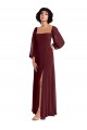 Shop Sheer Long Sleeves Chiffon Bridesmaid Dress with High Slit