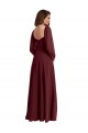 Shop Sheer Long Sleeves Chiffon Bridesmaid Dress with High Slit