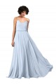 Shop V-Neck Blouson Waist Long Chiffon Bridesmaid Dress with Straps