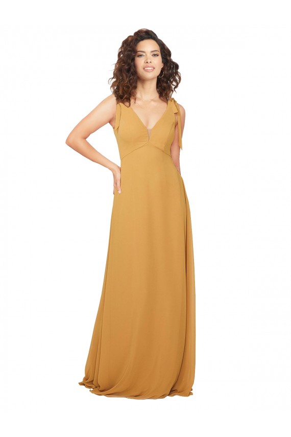 Shop Boho Chiffon Bridesmaid Dress with Tied Straps